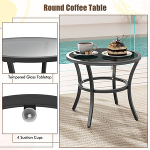 4 Piece Outdoor Furniture Set with Glass Topped Coffee Table-White view 8