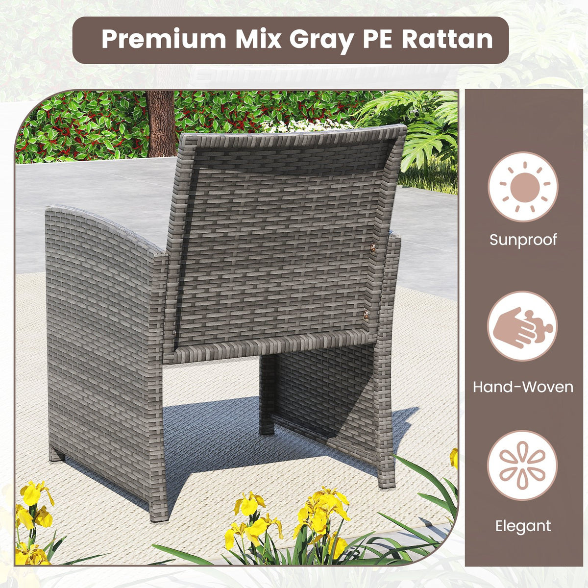 4 Piece Patio Conversation Set Rattan Chair Loveseat and Table Set-Off White view 7