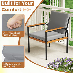 4 Piece Patio Furniture Set with Coffee Table and Loveseat with Removable Cushions-Gray view 7