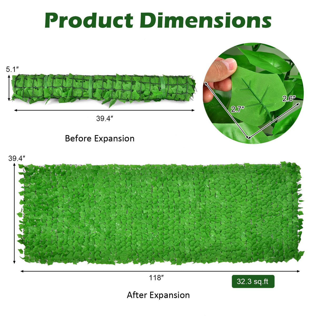 4 Pieces 118 x 39 Inch Artificial Ivy Privacy Fence for Fence and Vine Decor view 5