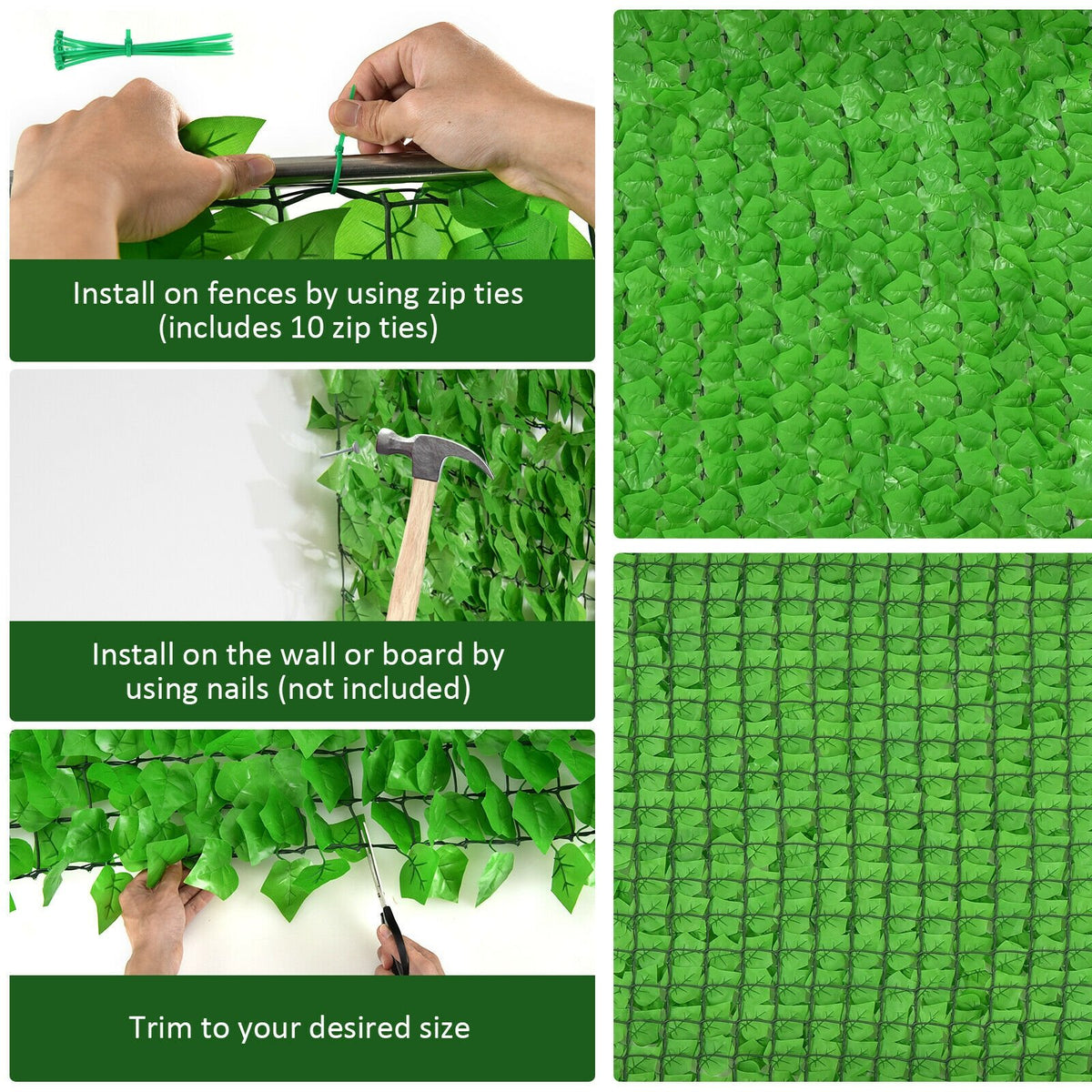 4 Pieces 118 x 39 Inch Artificial Ivy Privacy Fence for Fence and Vine Decor view 6