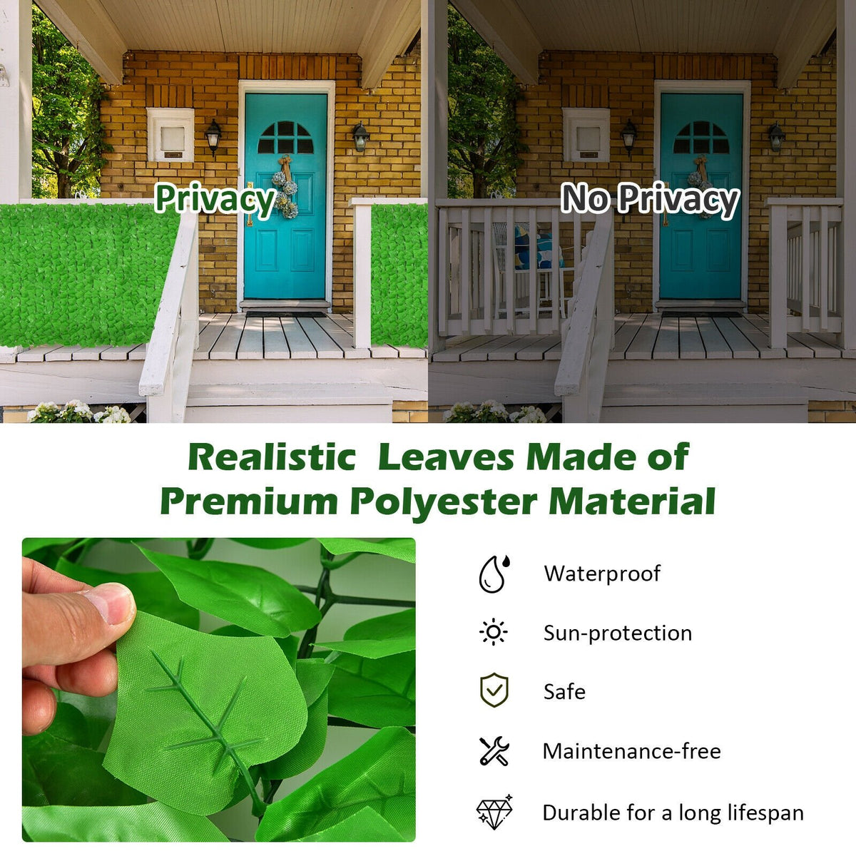 4 Pieces 118 x 39 Inch Artificial Ivy Privacy Fence for Fence and Vine Decor view 7