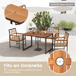 4 Pieces Acacia Wood Patio Dining Set with 1 Rectangular Table view 9