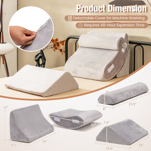 4 Pieces Bed Wedge Pillow for Back Neck and Leg Pain Relief-Gray view 5