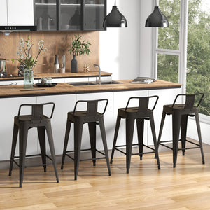 24 Inch Set of 4 Cafe Side Chairs with Rubber Feet and Removable Backs-Gun view 3