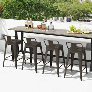24 Inch Set of 4 Cafe Side Chairs with Rubber Feet and Removable Backs-Gun view 5