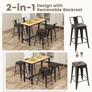 24 Inch Set of 4 Cafe Side Chairs with Rubber Feet and Removable Backs-Gun view 6