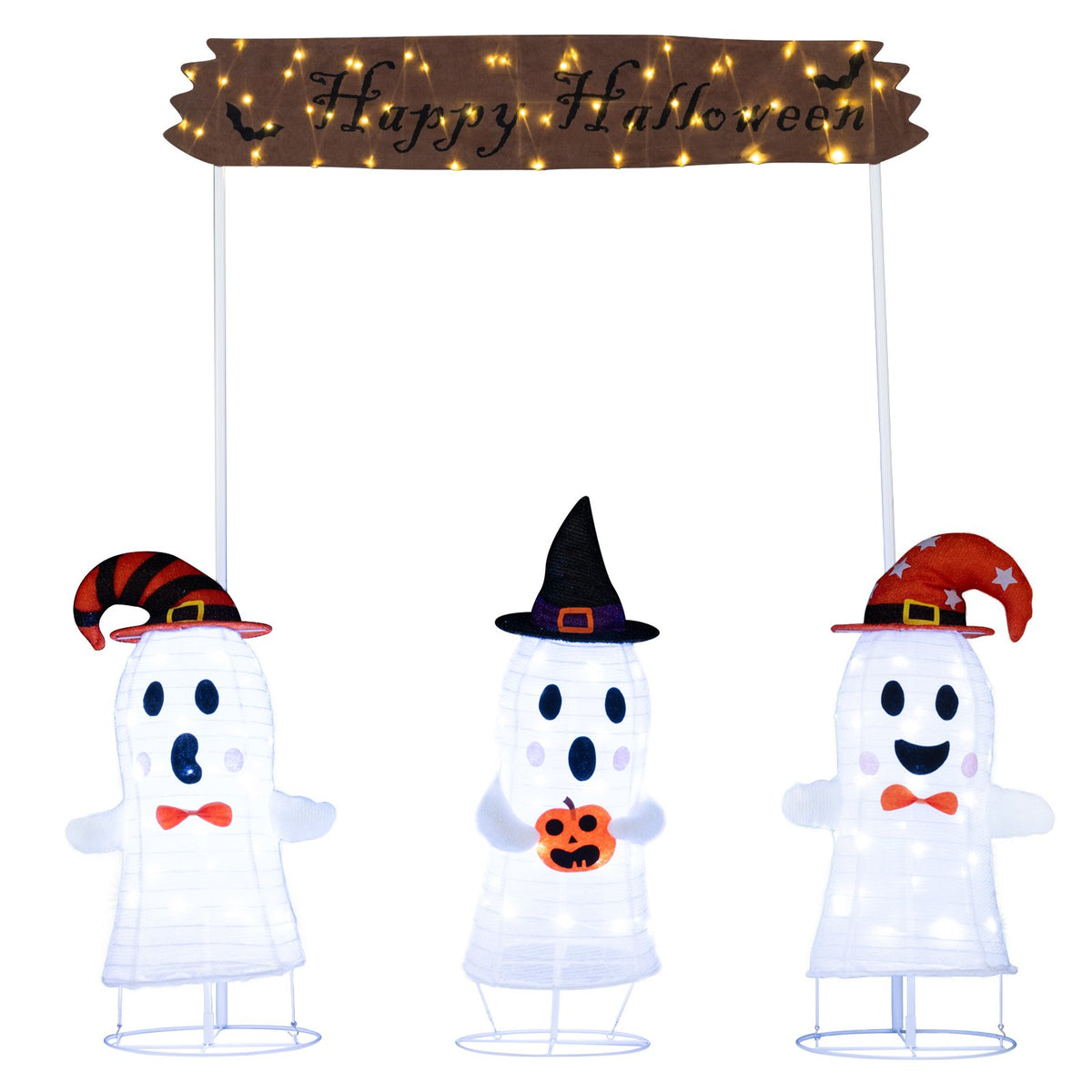 4 Pieces Halloween Decoration Pop up Ghosts with Gate and LED Lights