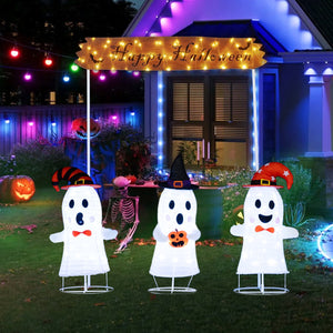 4 Pieces Halloween Decoration Pop up Ghosts with Gate and LED Lights view 3