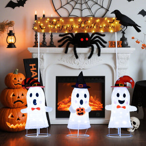 4 Pieces Halloween Decoration Pop up Ghosts with Gate and LED Lights view 5
