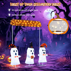 4 Pieces Halloween Decoration Pop up Ghosts with Gate and LED Lights view 7
