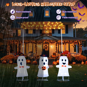 4 Pieces Halloween Decoration Pop up Ghosts with Gate and LED Lights view 8