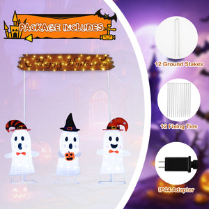 4 Pieces Halloween Decoration Pop up Ghosts with Gate and LED Lights view 9