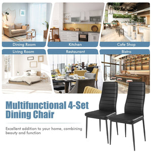 4 Pieces Modern Leather Dinning Chairs Set with Metal Frame view 5