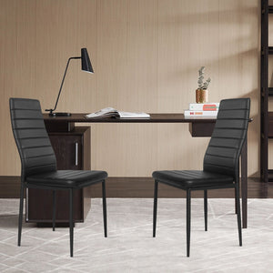 4 Pieces Modern Leather Dinning Chairs Set with Metal Frame view 6