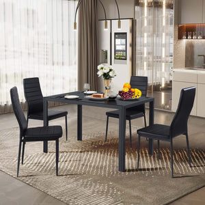 4 Pieces Modern Leather Dinning Chairs Set with Metal Frame view 7