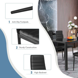 4 Pieces Modern Leather Dinning Chairs Set with Metal Frame view 9