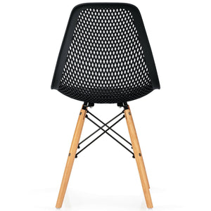 4 Pieces Modern Plastic Hollow Chair Set with Wood Leg-Black view 7