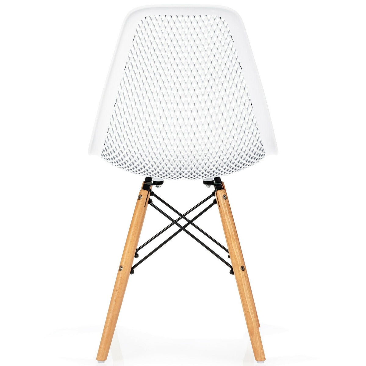 4 Pieces Modern Plastic Hollow Chair Set with Wood Leg-White view 9