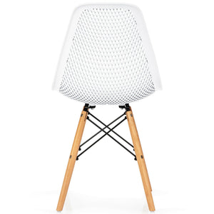 4 Pieces Modern Plastic Hollow Chair Set with Wood Leg-White view 9