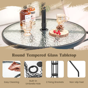 4 Pieces Outdoor Bar Set with Umbrella-Beige view 8
