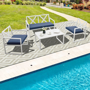 4 Pieces Outdoor Conversation Set with Sturdy Steel Frame view 5