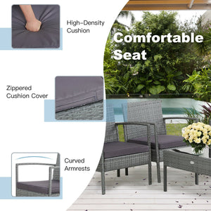 4 Pieces Outdoor Rattan Conversation Set with Comfortable Cushion view 9