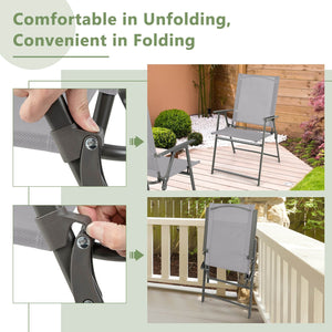 Set of 4 Patio Folding Chair Set with Rustproof Metal Frame-Gray view 6