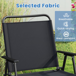4 Pieces Patio Folding Furniture Set with SPC Coffee Table and Patio Chairs-Black view 6