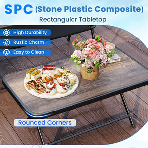 4 Pieces Patio Folding Furniture Set with SPC Coffee Table and Patio Chairs-Black view 7