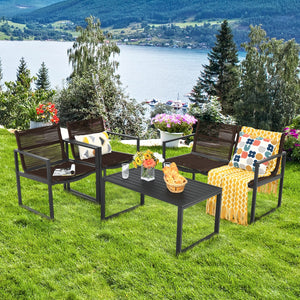 4 Pieces Patio Furniture Conversation Set with Sofa Loveseat view 3