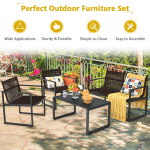 4 Pieces Patio Furniture Conversation Set with Sofa Loveseat view 6
