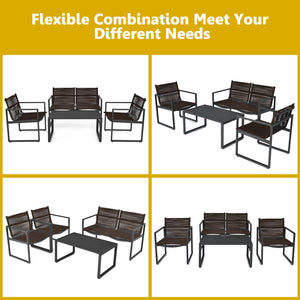 4 Pieces Patio Furniture Conversation Set with Sofa Loveseat view 7