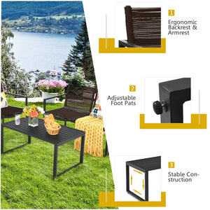 4 Pieces Patio Furniture Conversation Set with Sofa Loveseat view 8