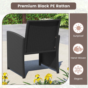 4 Pieces Patio Furniture Set with Tempered Glass Tabletop and Removable Cushion-Turquoise view 7