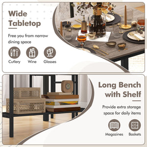 4 Pieces Rustic Dining Table Set with 2 Chairs and Bench-Gray view 6