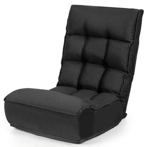 4-Position Adjustable Floor Chair Folding Lazy Sofa-Black view 4