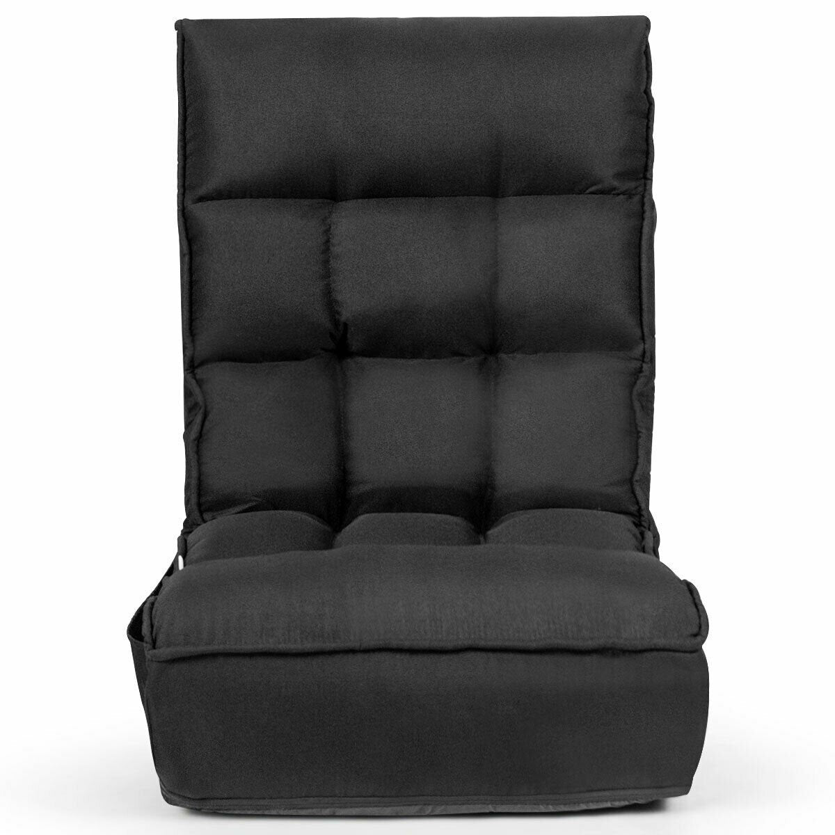 4-Position Adjustable Floor Chair Folding Lazy Sofa-Black view 6