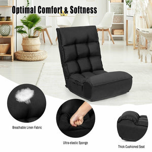 4-Position Adjustable Floor Chair Folding Lazy Sofa-Black view 7