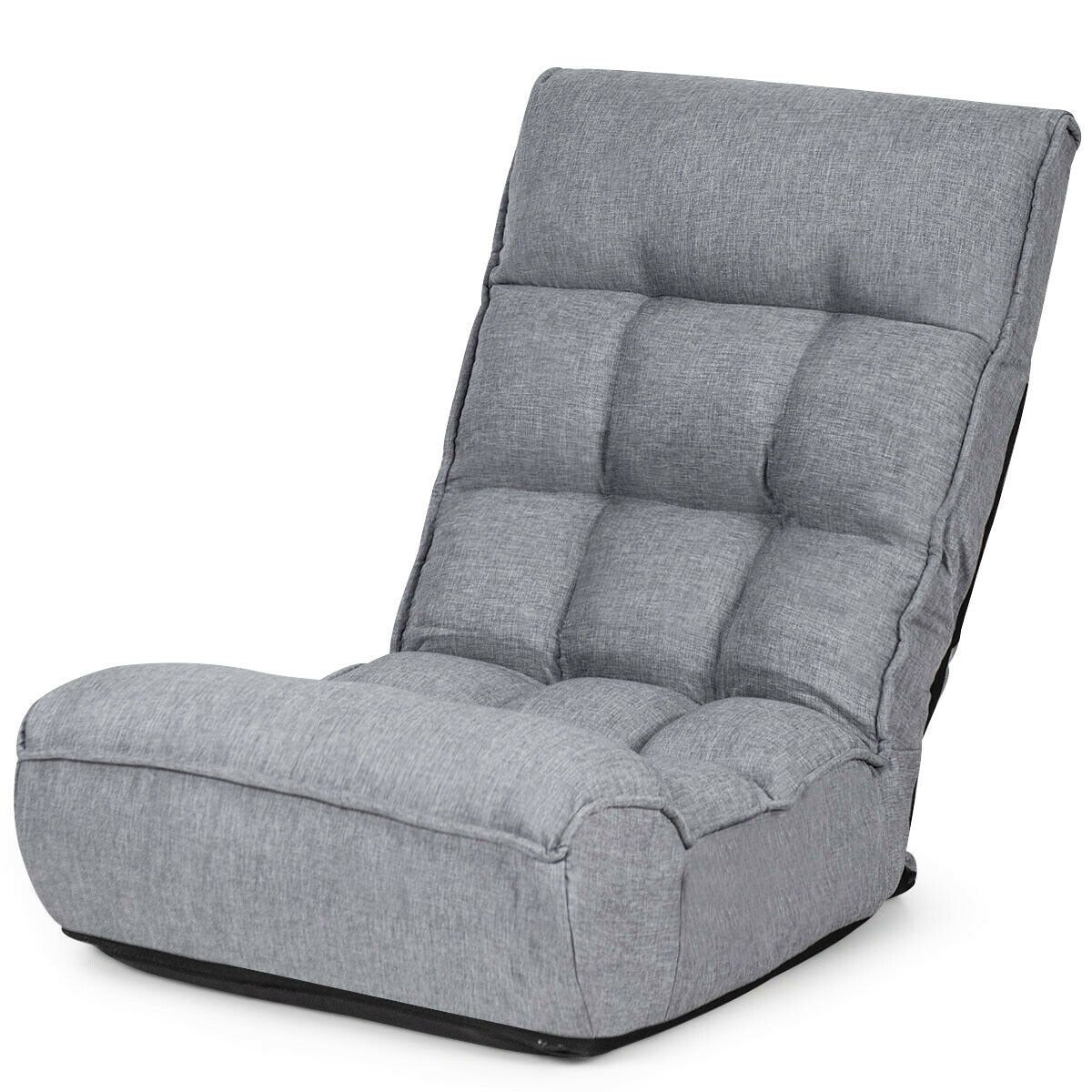 4-Position Adjustable Floor Chair Folding Lazy Sofa-Gray view 4