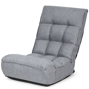 4-Position Adjustable Floor Chair Folding Lazy Sofa-Gray view 4
