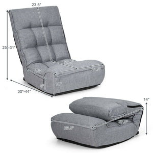4-Position Adjustable Floor Chair Folding Lazy Sofa-Gray view 5