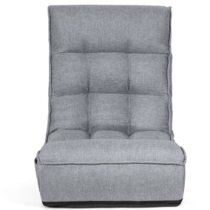 4-Position Adjustable Floor Chair Folding Lazy Sofa-Gray view 7