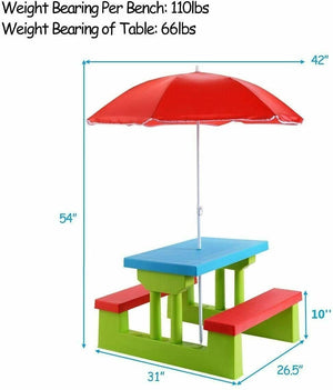 Kids Picnic Folding Table and Bench with Umbrella view 4