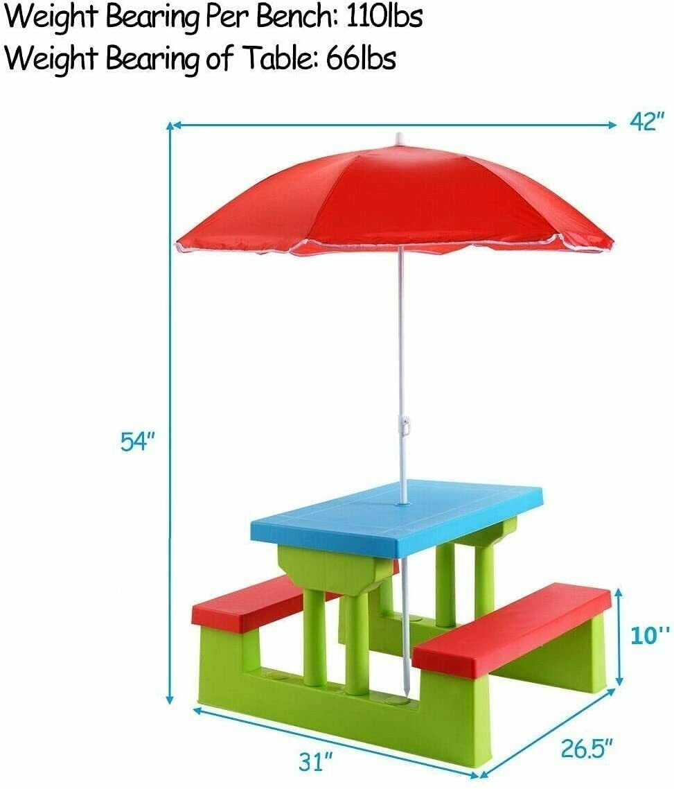 Kids Picnic Folding Table and Bench with Umbrella view 4