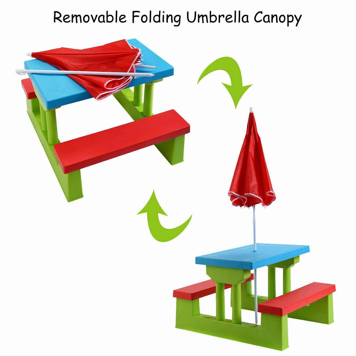 Kids Picnic Folding Table and Bench with Umbrella view 6