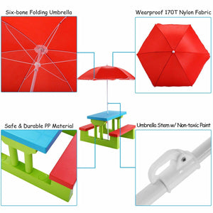 Kids Picnic Folding Table and Bench with Umbrella view 7