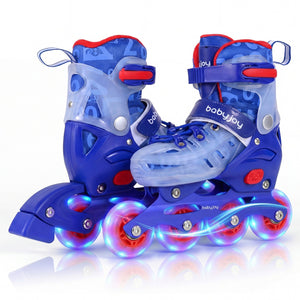 4-Size Adjustable Kids Inline Skates for Beginners Ages 5-7-Blue