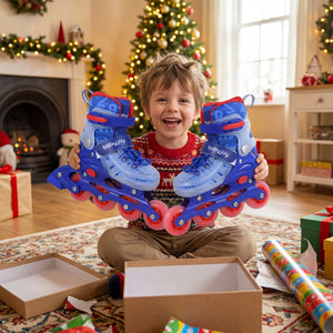 4-Size Adjustable Kids Inline Skates for Beginners Ages 5-7-Blue view 2