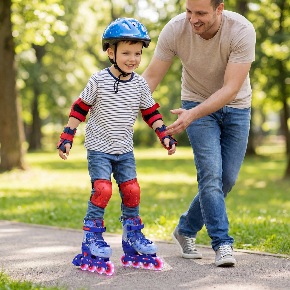 4-Size Adjustable Kids Inline Skates for Beginners Ages 5-7-Blue view 3